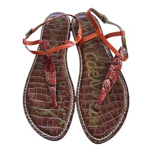 Anthropologie Sam Edelman Sandal Women 7.5 Gigi Mixed Animal Print Leather Flat